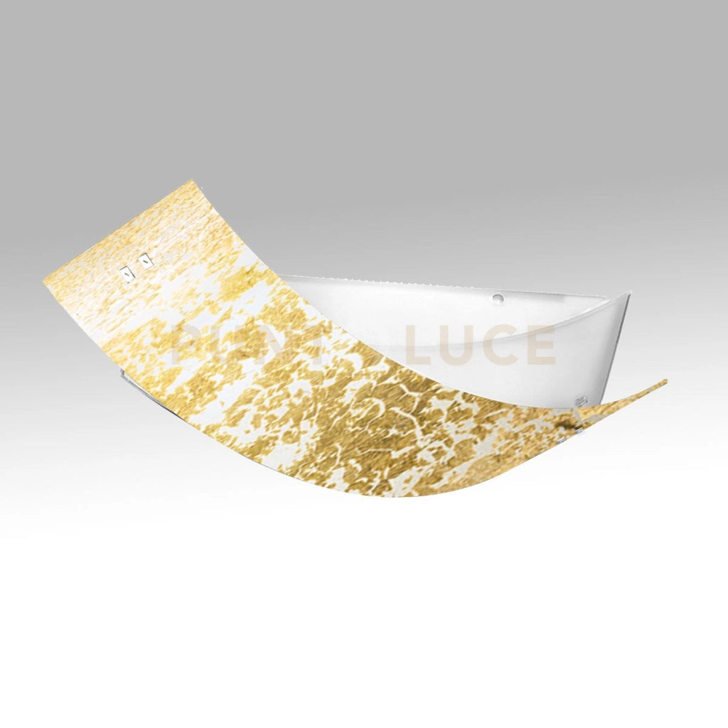 CAMILLA P/M - PLAFONIERA IN METALLO E FOGLIA IN VETRO ORO 2 LUCI ATTACCO E14 L.63,5CM