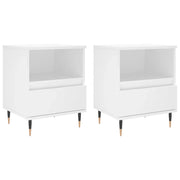 Set di 2 Comodini | Armadio da Notte | Mobiletto da notte Bianchi 40x35x50 cm in Legno Multistrato