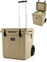Borsa Frigo Portatile da 43 L, Ghiacciaia Portatile con Ruote, Maniglia in Alluminio, Apribottiglie, Frigo Portatile per Campeggio, Pesca, Viaggi, Spiaggia