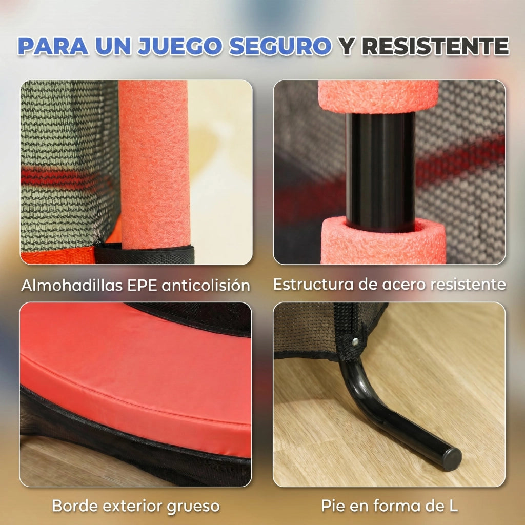Trampolino per Bambini 163 cm con Rete di Sicurezza ¨C zephmum ¨C Rosso, Acciaio, 50 kg