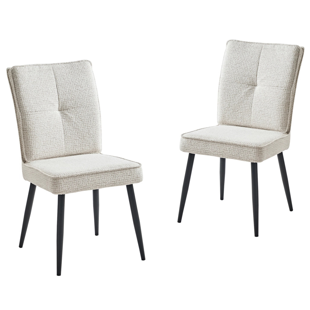Set di 2 sedie 74x46x60 cm con rivestimento effetto tweed e gambe in metallo crema bianco