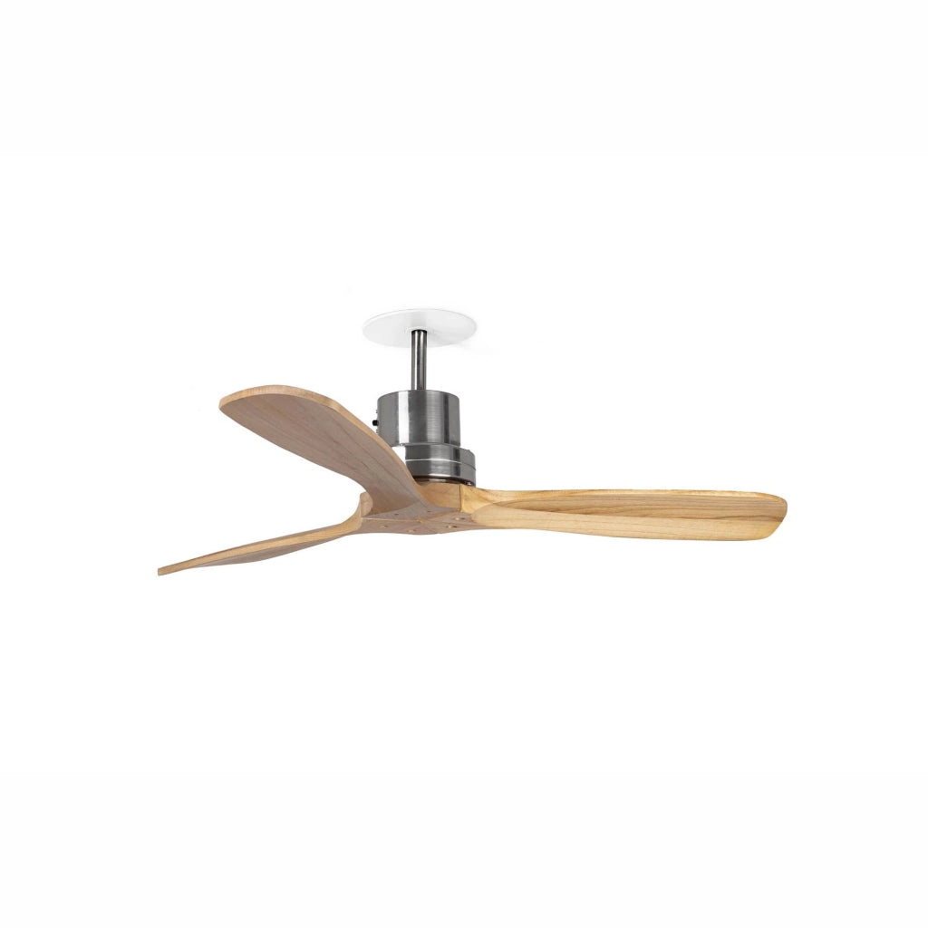 FARO Ventilatore a soffitto da incasso in Acciaio Nichel Opaco con pale effetto pino, motore DC 6 velocità, funzione inversa, per soffitti inclinati FARO-33509DCR