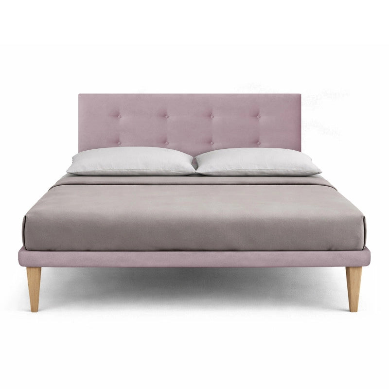Letto imbottito Matrimoniale 160x190 cm Button - Con rete,Glicine,Microfibra