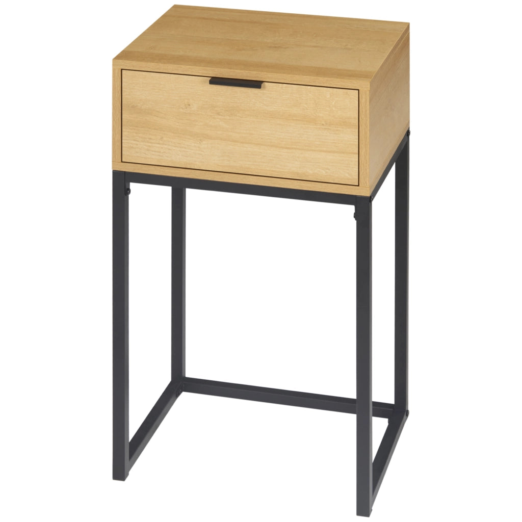 Tavolino da caff¨¨ con cassetto ¨C Zephmum ¨C Naturale Acciaio 40x30x76