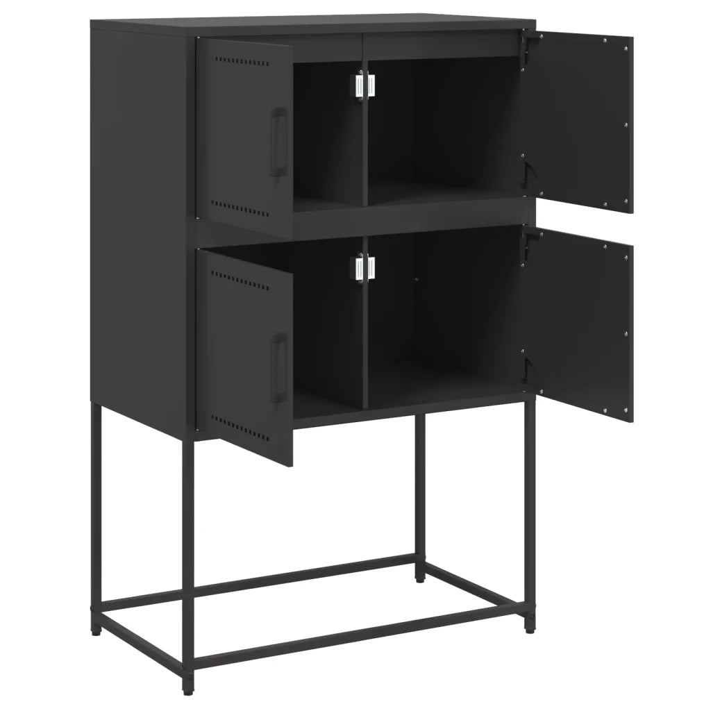 Credenza Nera 68,5x38,5x107 cm in Acciaio