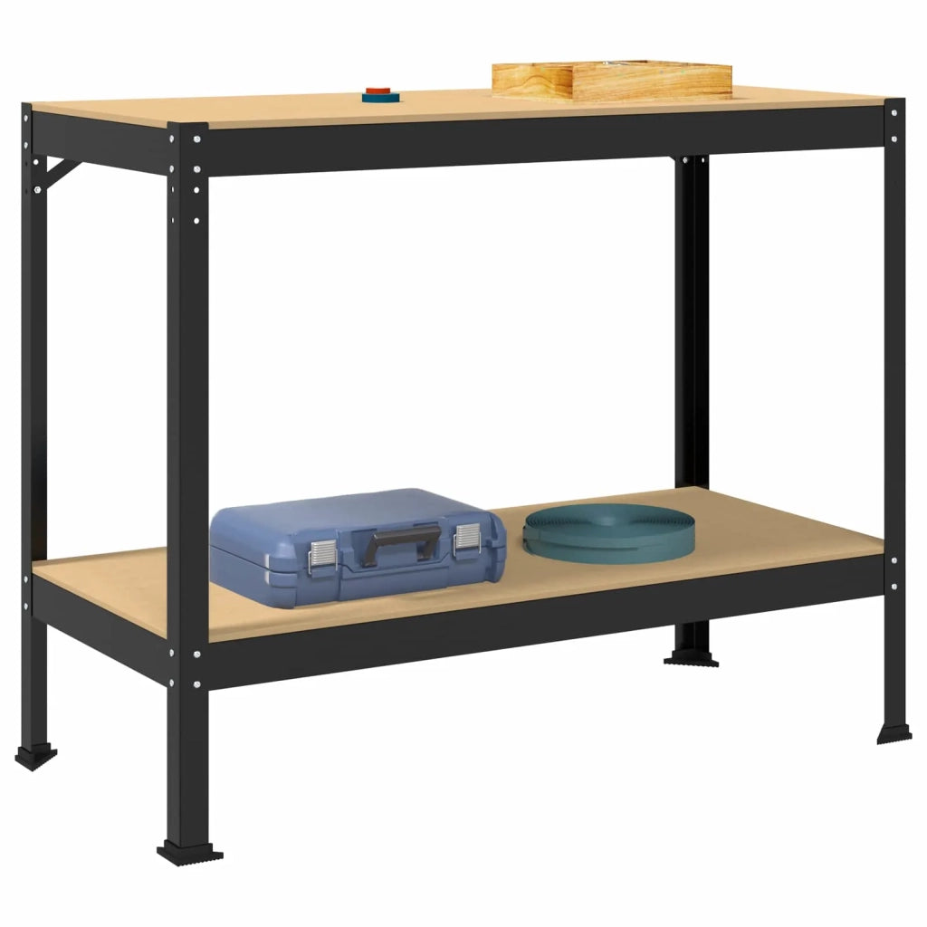 Banco da lavoro con lo scaffale Nero 115 x 55 x 91 cm