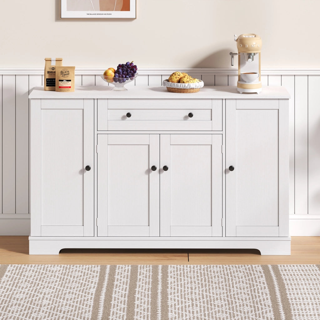 Credenza da cucina con 1 cassetto e ripiani regolabili; per cucina; in MDF; bianco