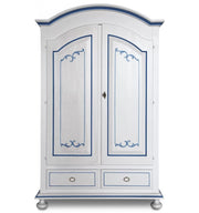 Armadio classico 2 porte legno bianco filetti blu 125x61x200 (6003) - Mobili 2G