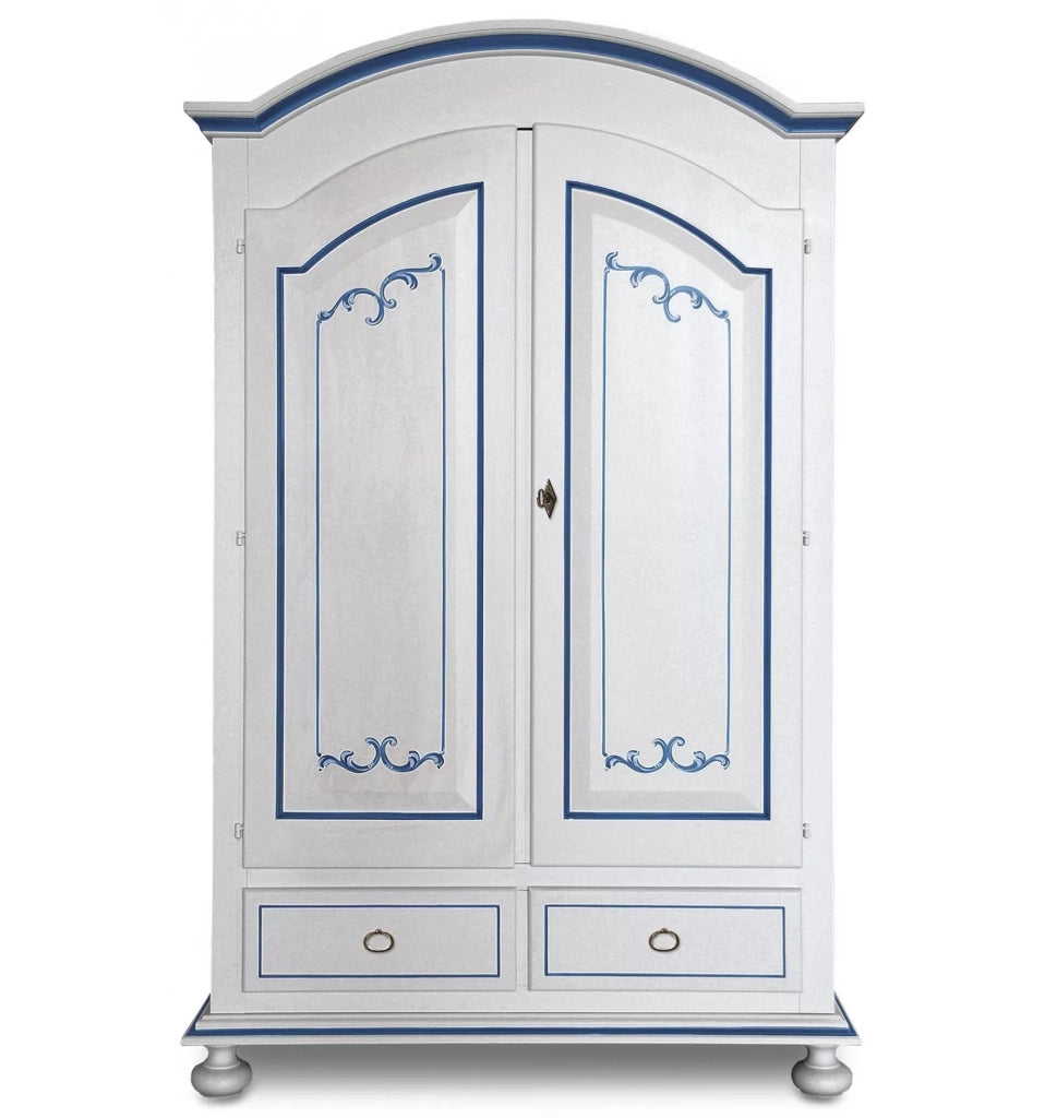 Armadio classico 2 porte legno bianco filetti blu 125x61x200 (6003) - Mobili 2G