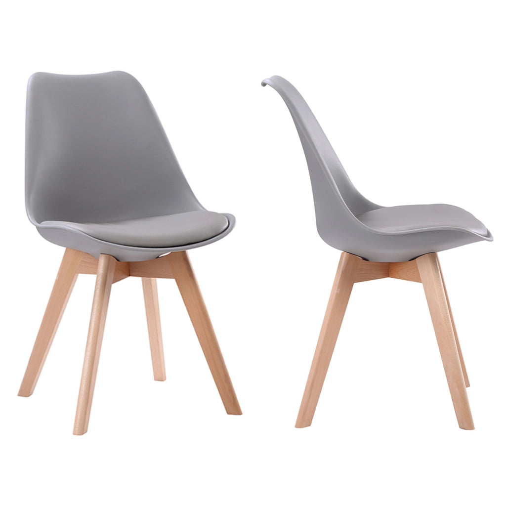 Set di 2 sedie scandinave grigie NORA con cuscino