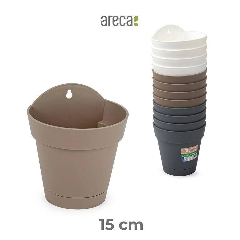1 Pezzo Vaso da Parete con Gancio Areca 15 cm 3 Colori Disponibili