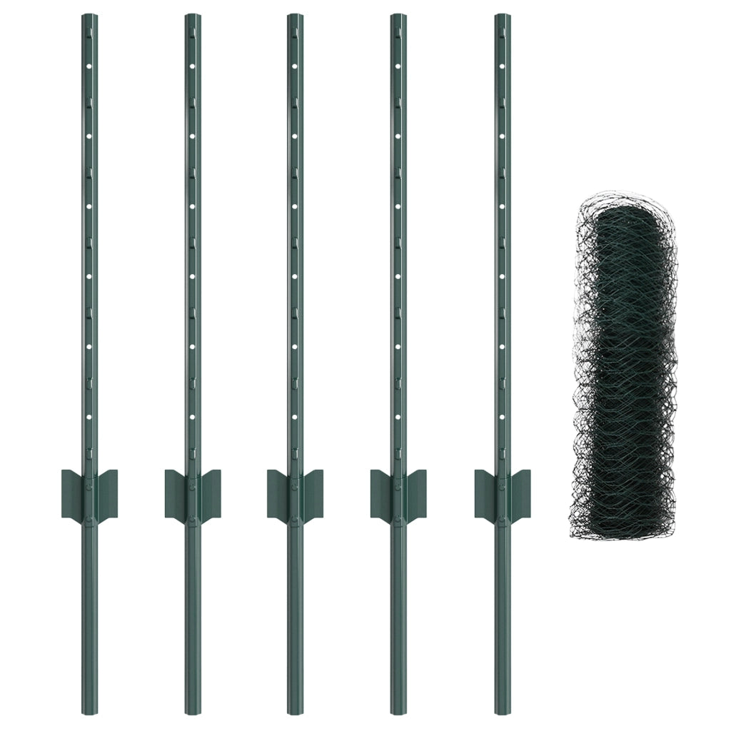 Pali per Recinzione  5 pz U-Channel Verde 120 cm Acciaio