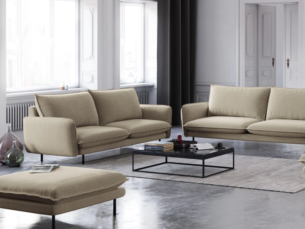 Cosmopolitan Design - Pouf "Vienna" in tessuto strutturato beige 