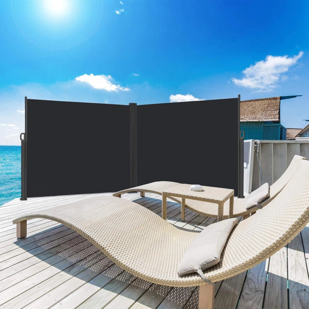 Tenda da Sole Laterale Estensibile 180 x 600 cm Paravento Laterale Privacy Protezione Frangivento per Balcone Terrazza Giardino, Antracite