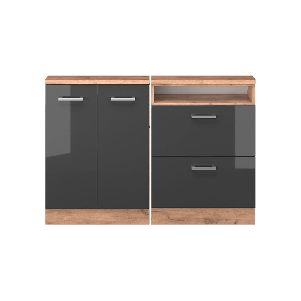 Set di mobili sottotetto Rion Antracite lucido/Rovere dorato Set di 2 Vicco