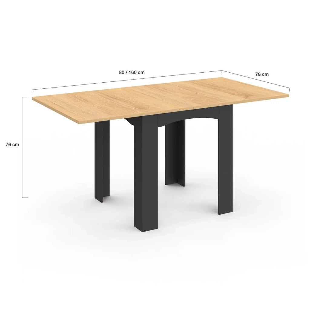IDMarket - Tavolo da pranzo allungabile DONA 4-8 persone piano in faggio nero 80-160 cm