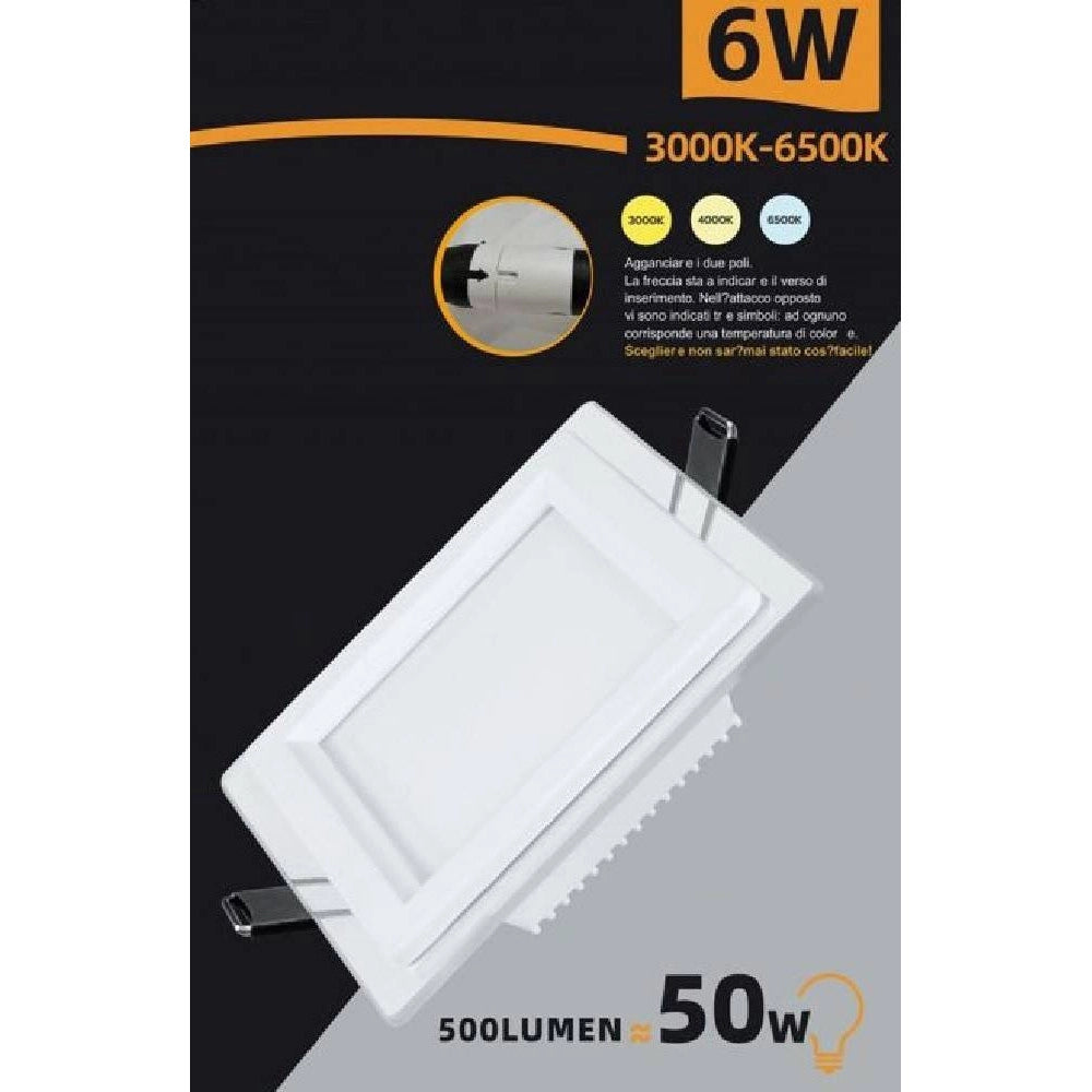 Trade Shop - Pannello Led Slim Incasso Bordo In Vetro 6 W Cct 3 Colorazioni Di Luce P-75e-q3c -