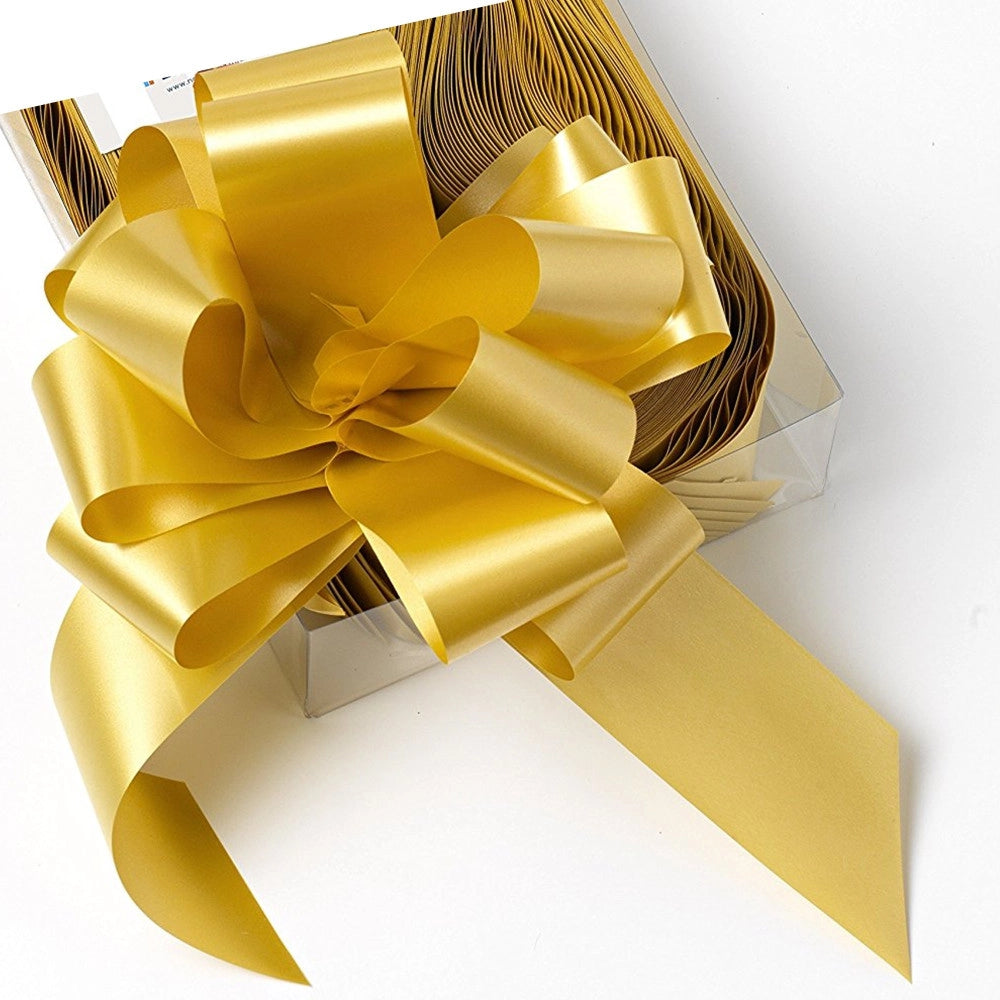 Trade Shop - 50 Coccarde Autotiranti Wedding Matrimonio Nozze Auto Casa Sposi Fiocco Colore - Oro