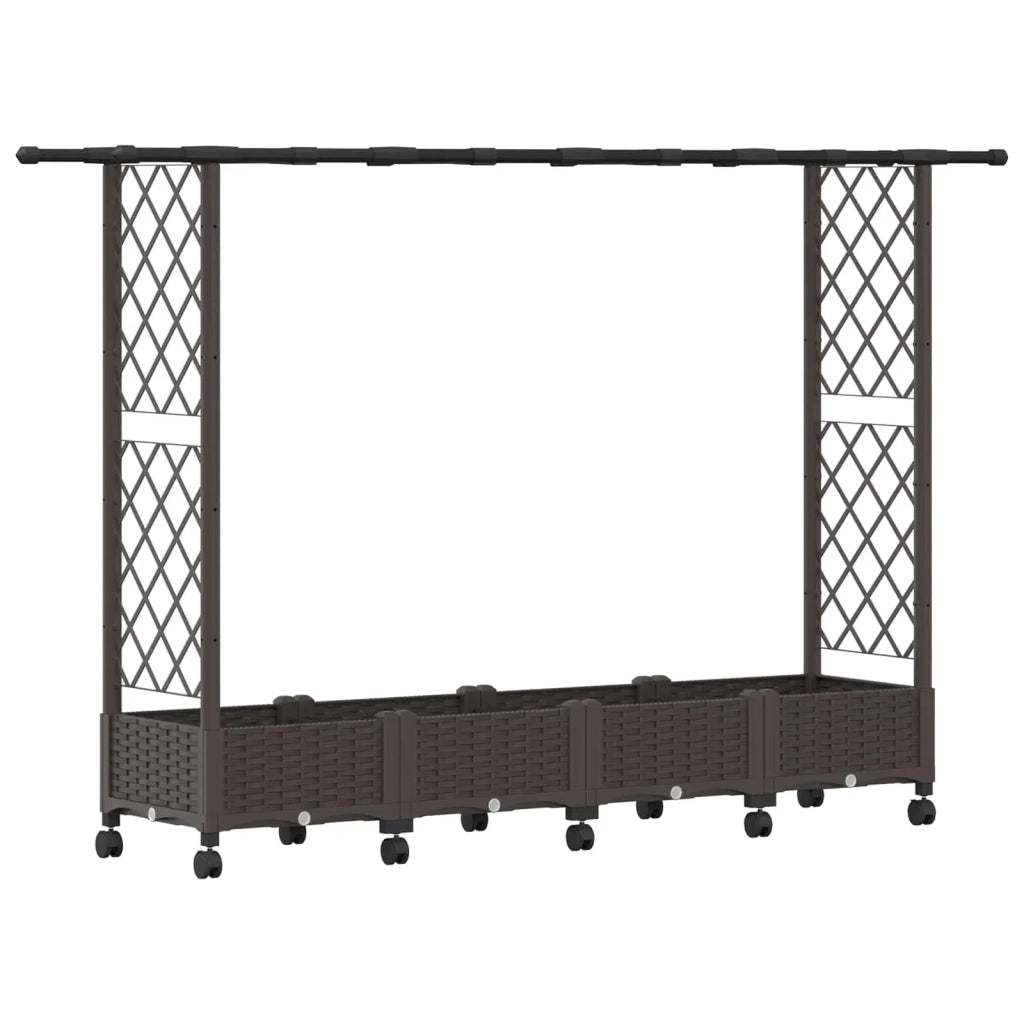 Letto Rialzato con Griglia e Tetto Marrone 203 x 40 x 127 cm PP 3423156