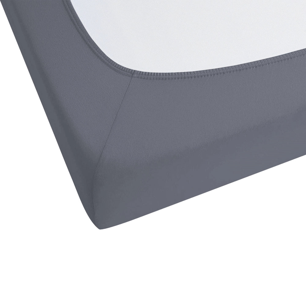 Lenzuolo con angoli cotone grigio scuro 140 x 200 cm con bordi elastici modello classico a tinta unita camera da letto classica
