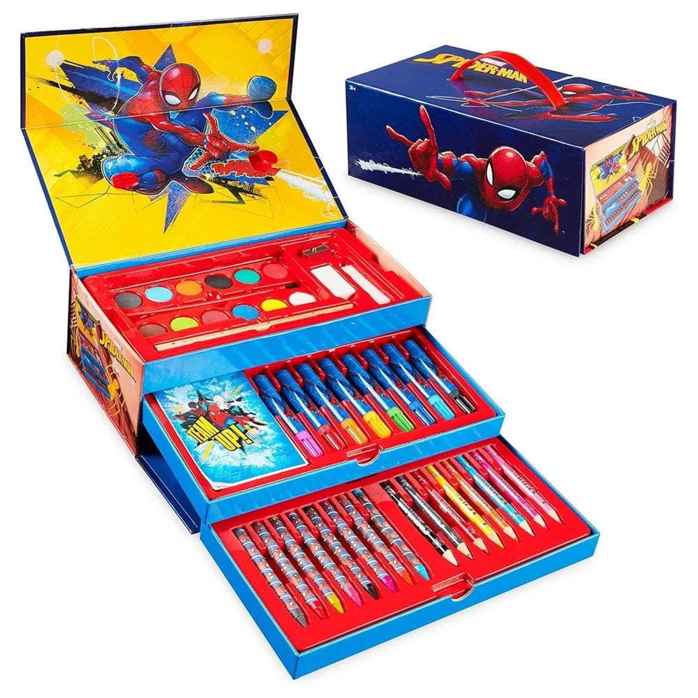 Trade Shop - Set Da Colorare Valigetta Con Colori Bambini Spiderman Cassetti Kit Disegno Pittura 950888a -