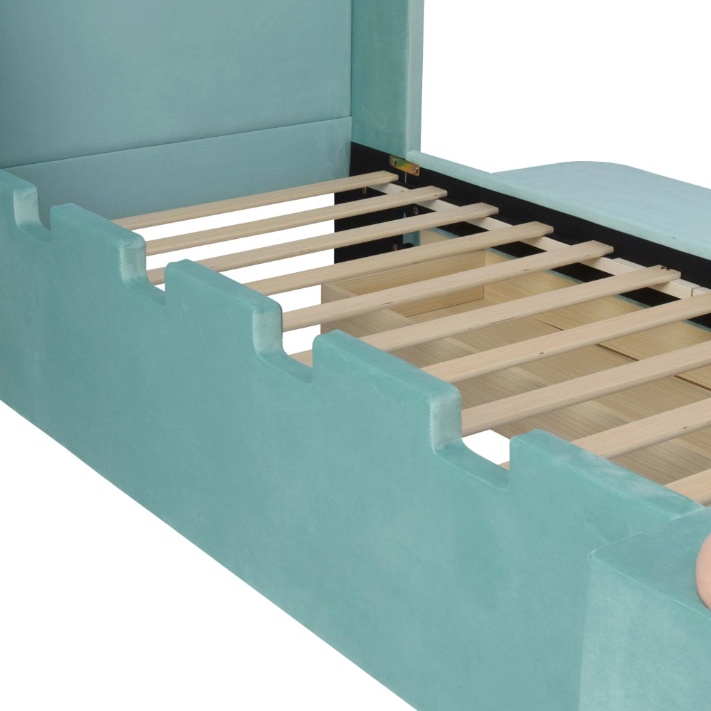 Letto imbottito per bambini con vano laterale e cassetto contenitore