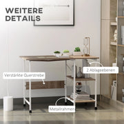 SCRIVANIA Pieghevole su ruote 107x55x76 cm Bianco MDF e acciaio