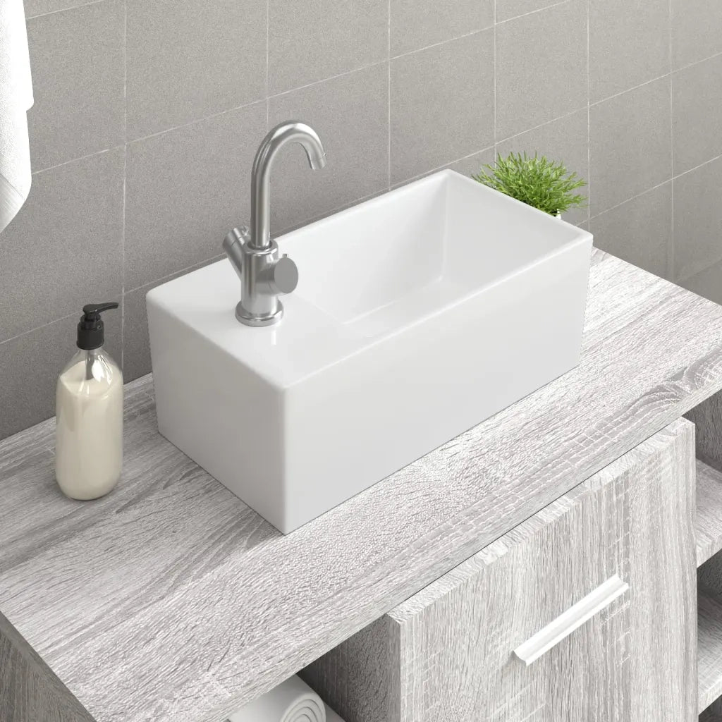 Lavandino-Lavabo-Lavello Bianco 48x25x15 cm in Ceramica