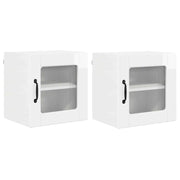 Pensile da cucina | Mobile in vetro da parete PORTO 2 pz Bianco Lucido