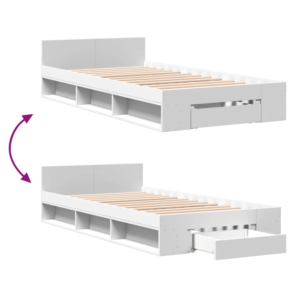 Giroletto con Cassetto Bianco 90x200 cm in Legno Multistrato
