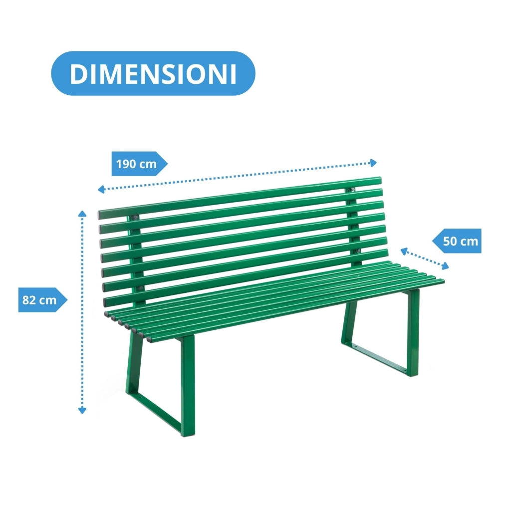 Andrys Panchina Giardino con Schienale 190x50x82 Zincata Verde