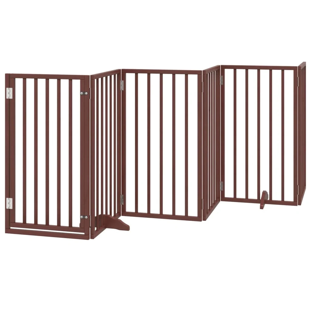 Cancelletto di sicurezza per animali domestici porta pieghevole 9 pannelli lunghezza 450 cm legno di pioppo marrone 02_0023270