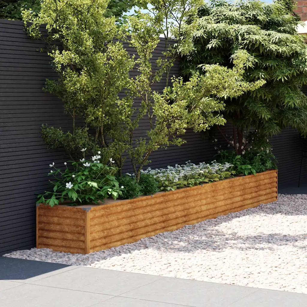 Fioriera Rialzata da Giardino 386x50x36 cm in Acciaio Cortencod mxl 82290