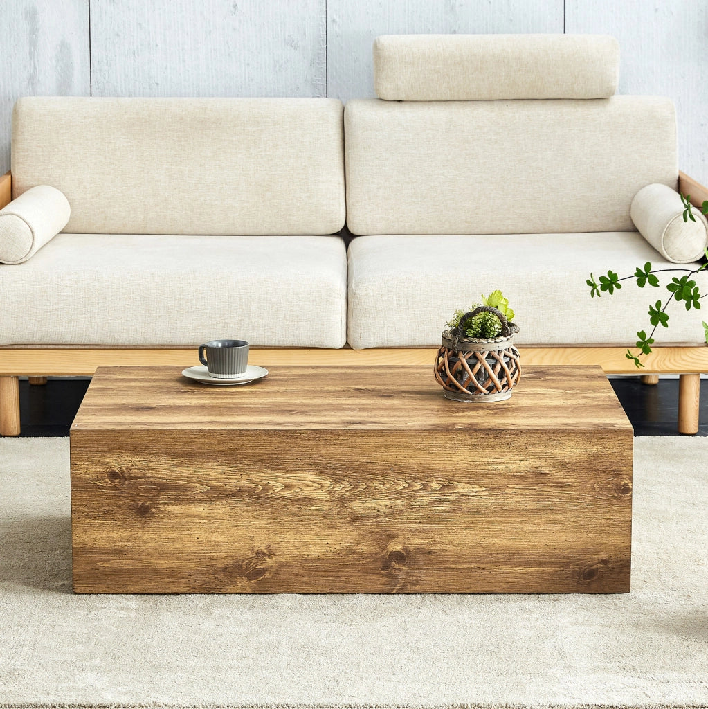 Tavolino da caffè 90x50x30 cm rettangolare senza montaggio in MDF naturale