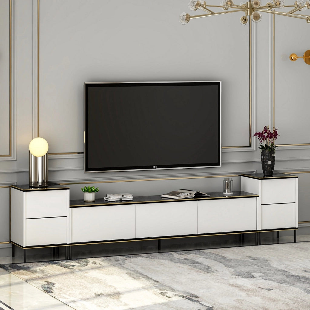 Cortin, Mobile Porta tv 2 Ripiani, 180x35x45h cm Bianco