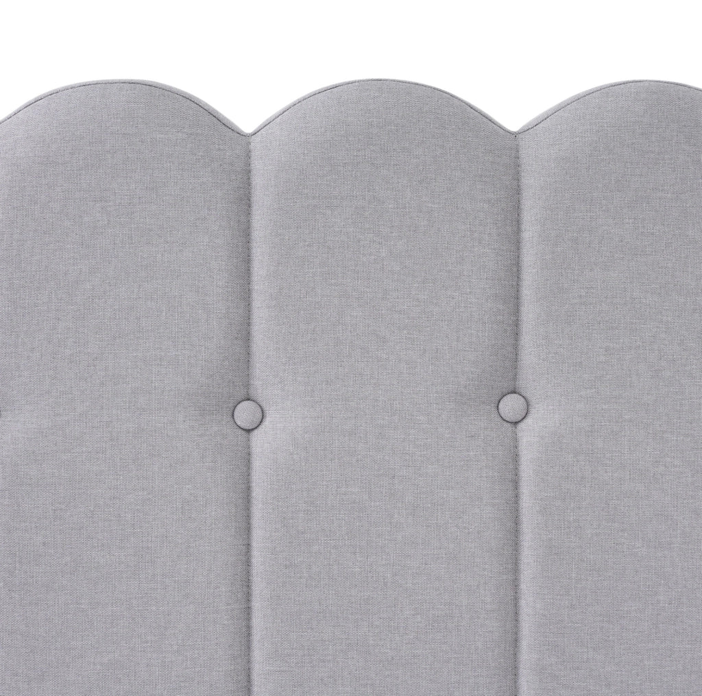 Letto imbottito singolo 90x200 cm in lino grigio con porta USB e USB-C; testiera pannellata