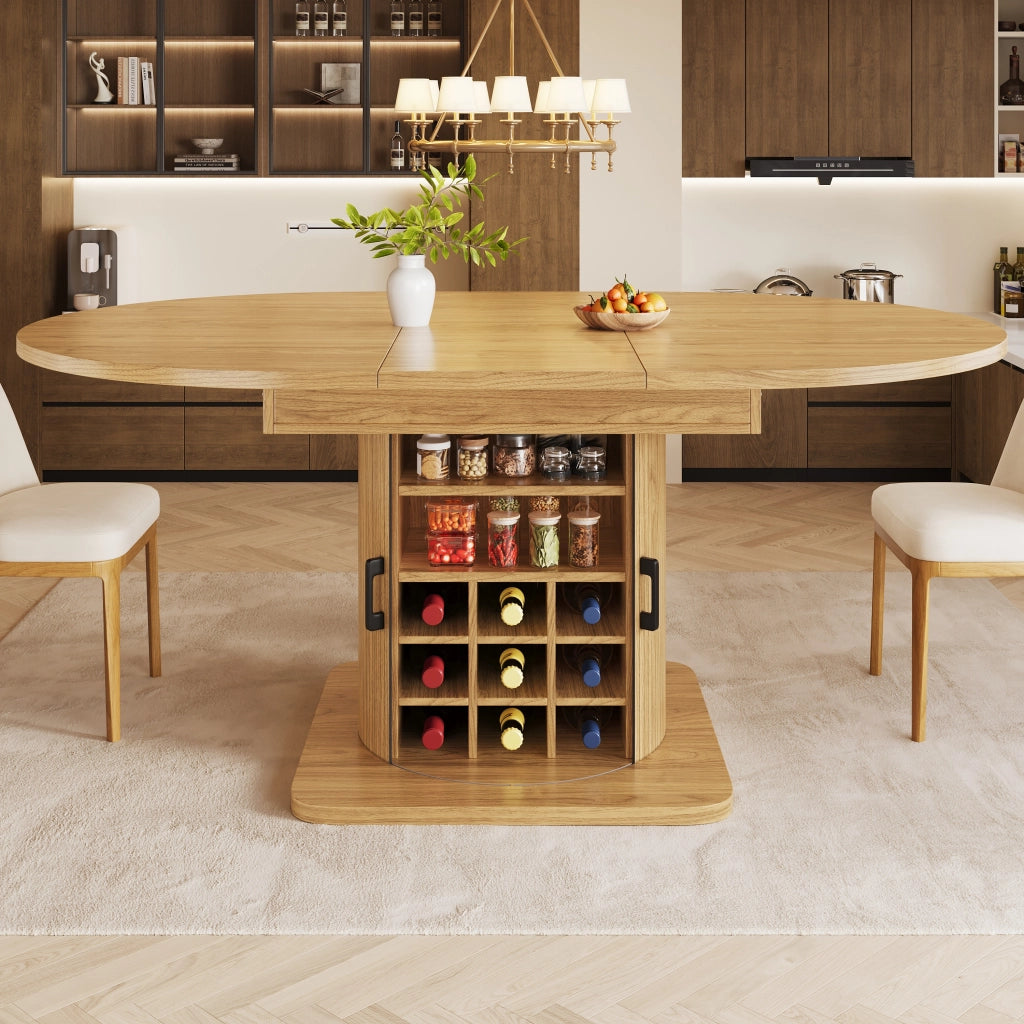 TAVOLO Allungabile con Contenitore 118-158x118x76 cm MDF e Metallo Naturale