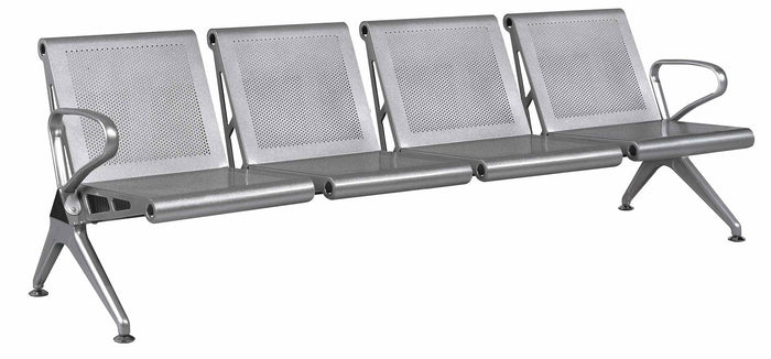 Panca per Sala Attesa 4 Posti in Acciaio da Ufficio Tosini Silver