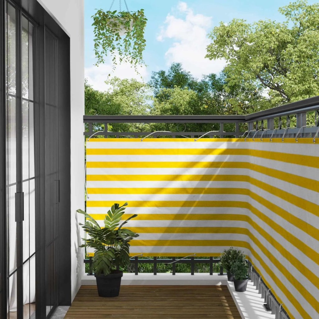 Schermo da balcone Giallo e Bianco 110 x 500 cm Tessuto Oxford