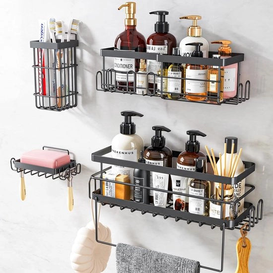 Piastra per doccia con ripiano per spezie, mensola angolare per cucina bagno - 24 x 24,5 x 10,2 cm