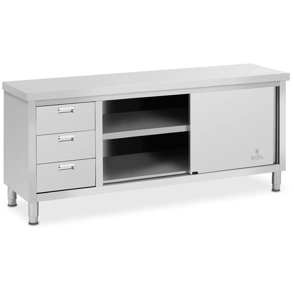 Mobile base da cucina mobile da lavoro professionale 200 x 60 cm 600 kg acciaio inox 14_0009359