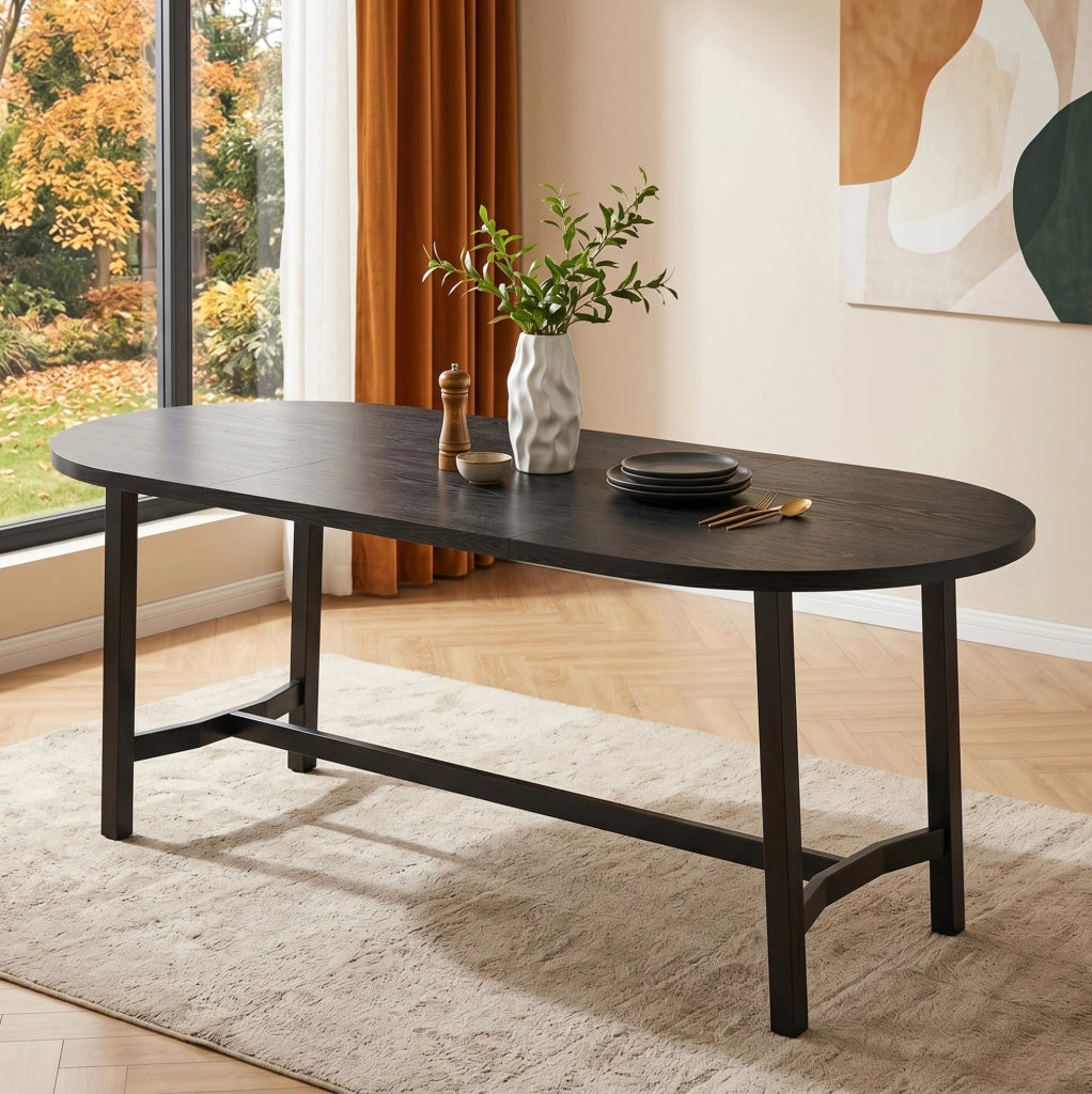 Tavolo da pranzo nero 180×80 cm con gambe in ferro