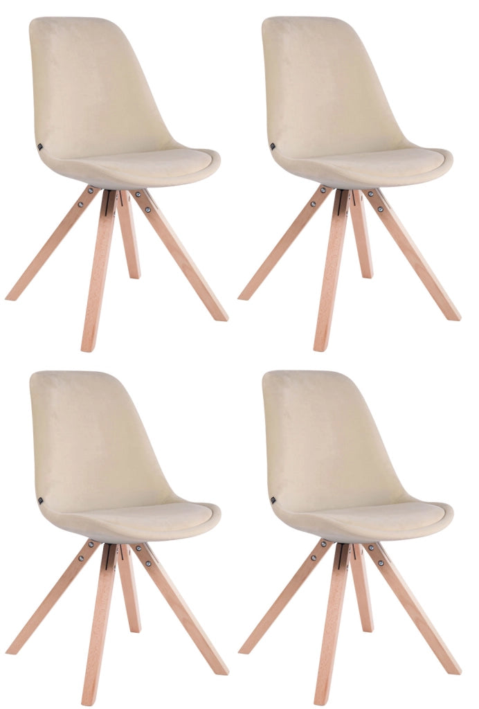 Set di 4 sedie Toulouse Velvet Square crema,natura