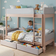 Letto a Castello per Bambini con Cassetti e Rete a Doghe ¨C Xylo ¨C Legno, Grigio/Naturale, 90x200cm