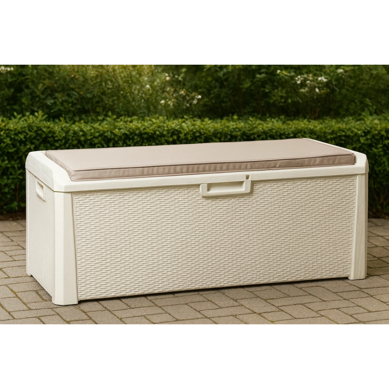 Cassa panca da giardino SANTORINI - 550L - Bianco
