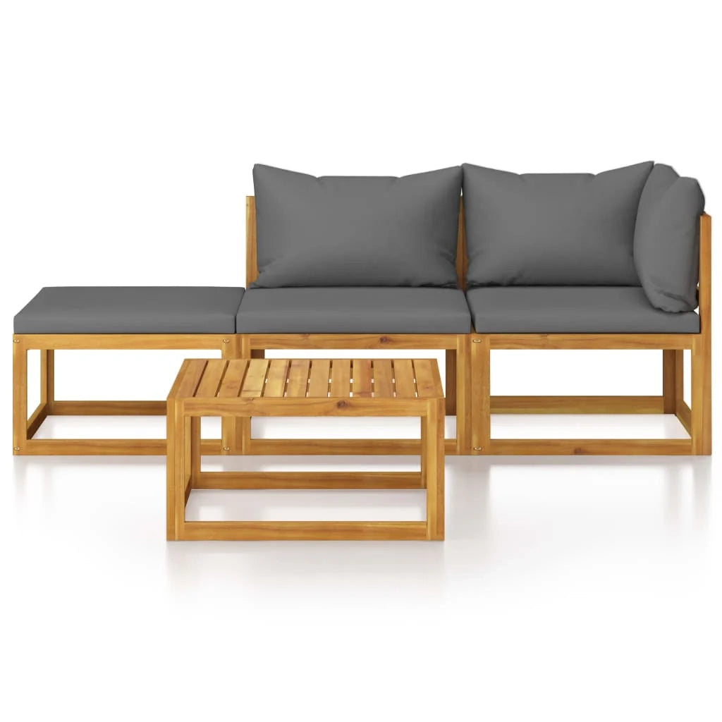 Set di mobili da giardino per esterni 4 pezzi con cuscini in legno massello di acacia 02_0016070