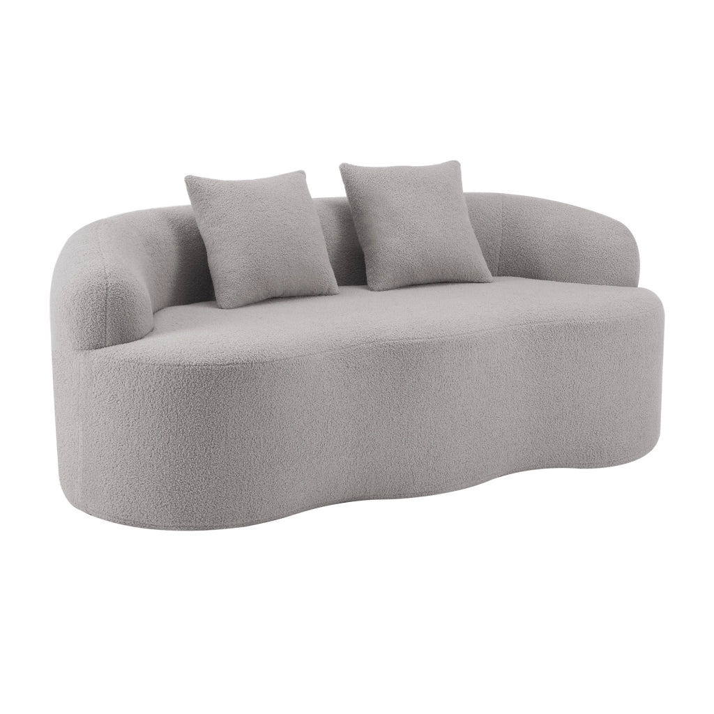 Divano a 2 posti ondulato grigio chiaro con cuscini, design moderno, pronto all'uso