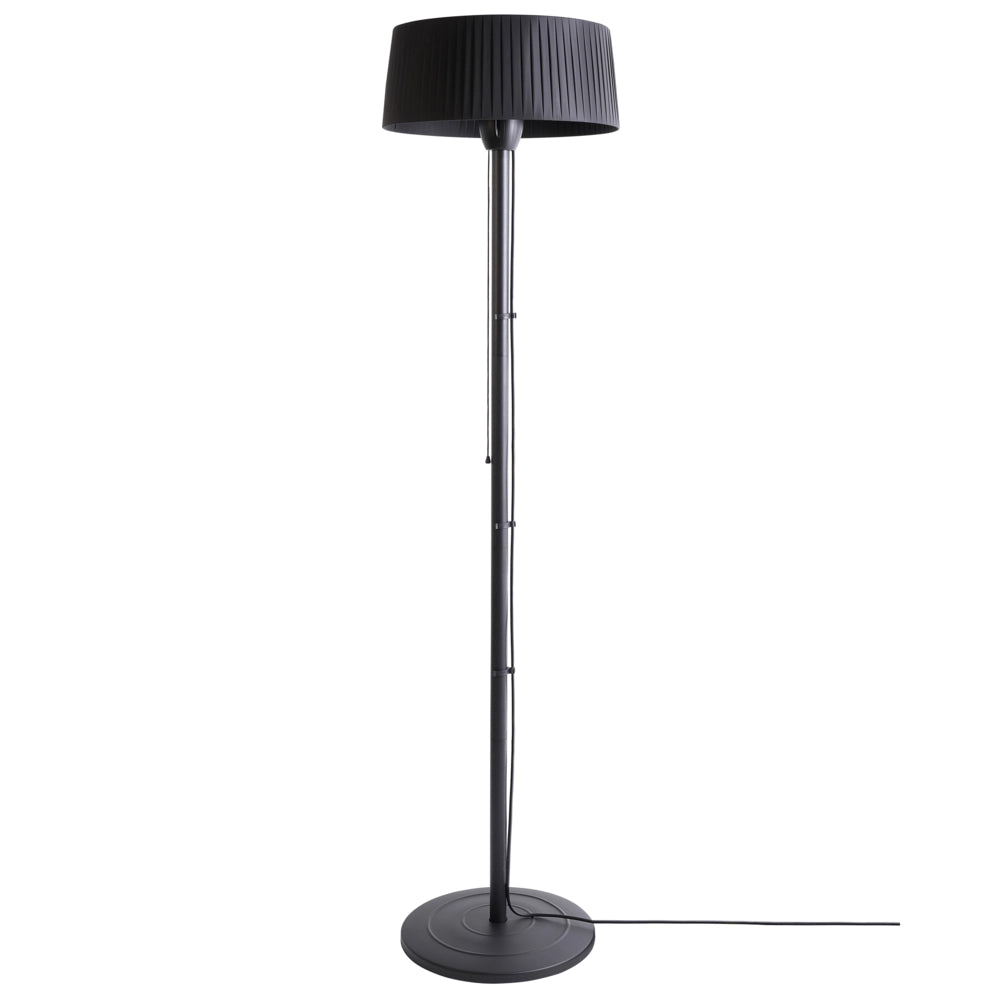 Riscaldatore elettrico per patio in acciaio nero da 1500 W, indipendente, accessori da giardino
