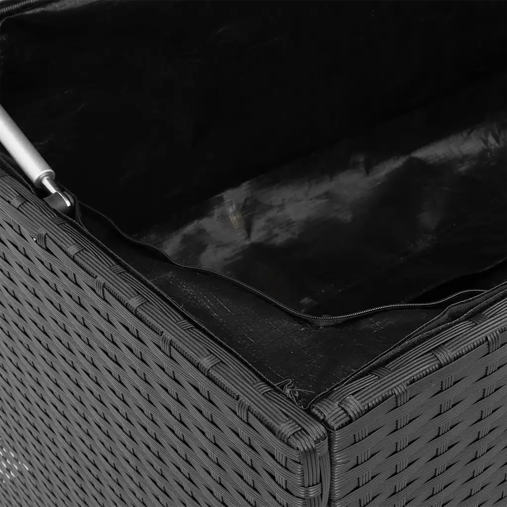 Baule da giardino nero 110x50x58 cm in polyrattan 4104069