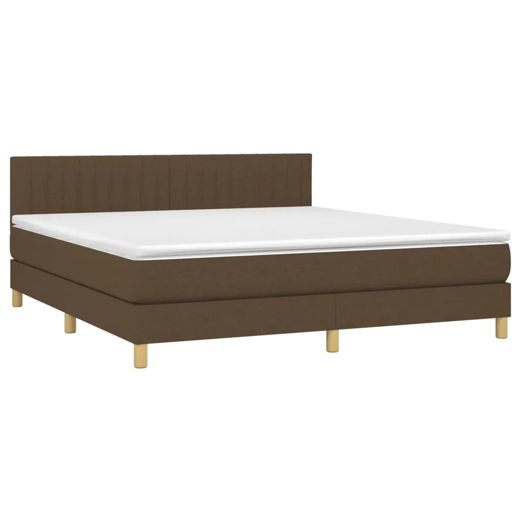 Letto a Molle Materasso e LED MarroneScuro 180x200cm in Tessuto cod mxl 43509